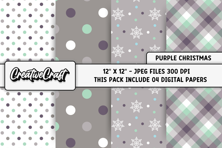 Purple Christmas Digital Papers, christmas background design