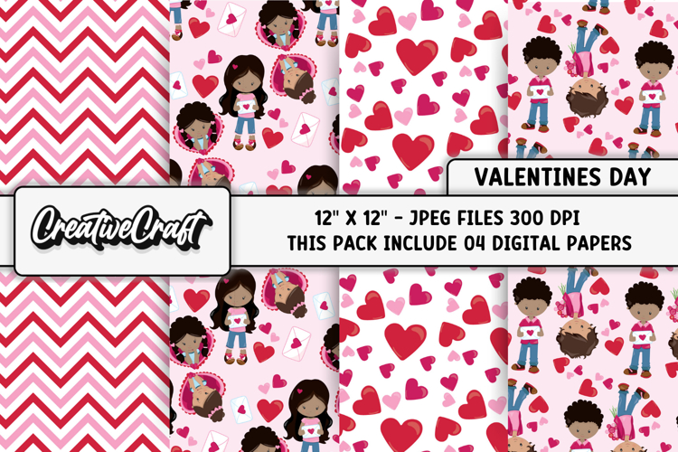 Valentines Day Digital Papers, valentines day illustrations