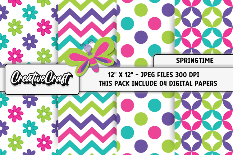 Springtime Digital Papers, spring backgrounds illustrations
