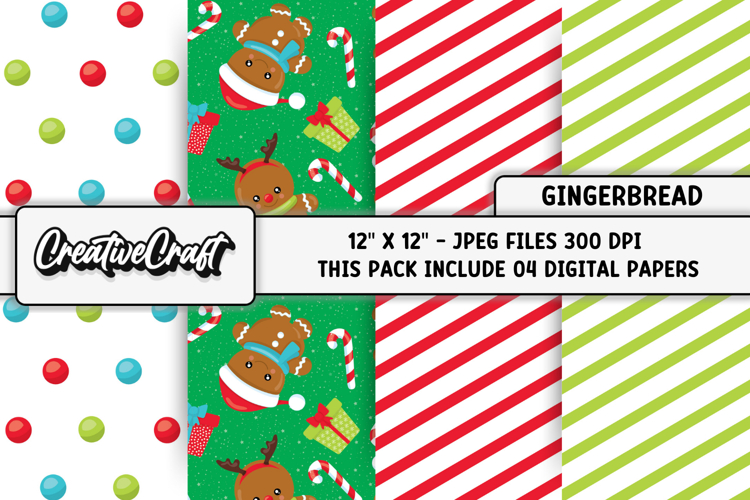 Christmas Digital Paper, gingerbread christmas digital paper