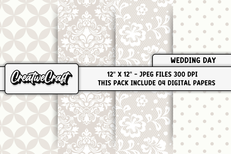 Wedding Digital Papers, wedding backgrounds illustrations