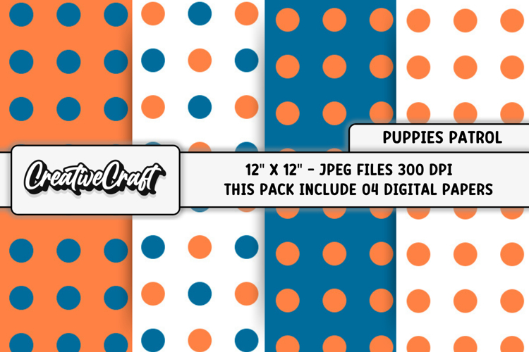 Puppies Patrol Digital Papers, scrapbook backgrounds designs