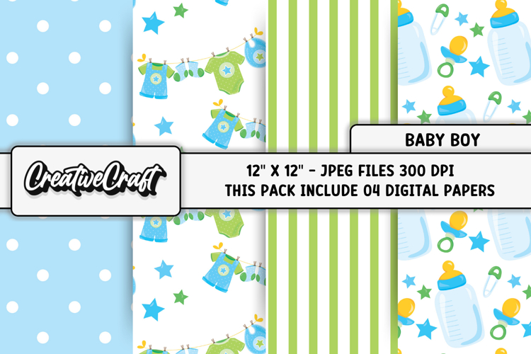 Baby Boy Digital Paper, baby boy graphics, baby illustration
