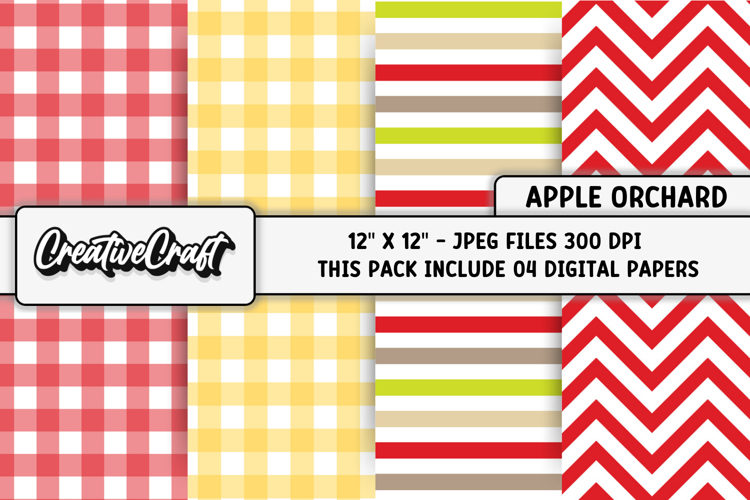 Apple Orchard Digital Paper, fruit graphics, illustrations
