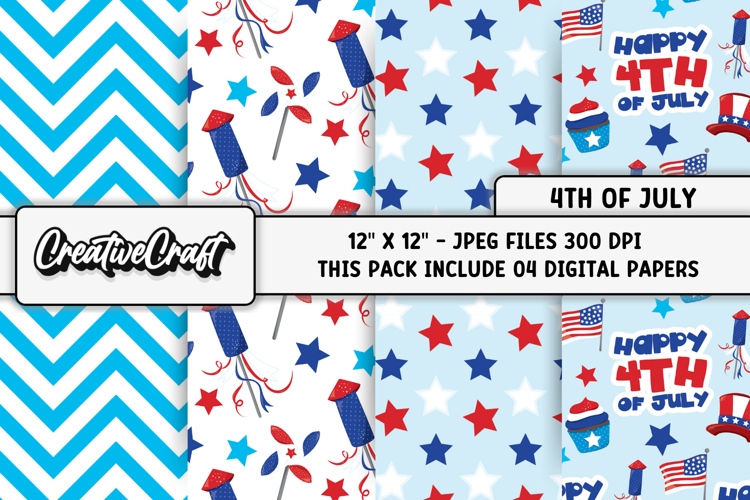4th of July Digital Papers, independence day digital papers
