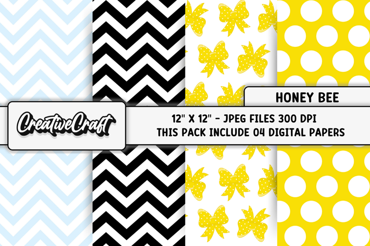 Honey Bee Digital Paper, honeybee scrapbook, illustrations