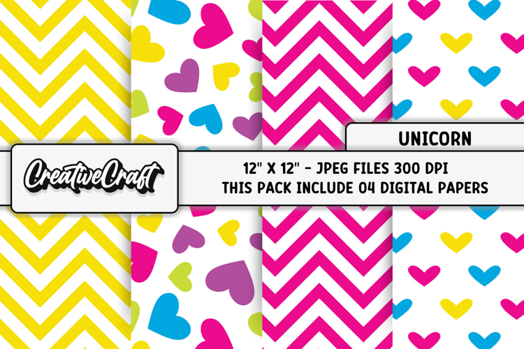 Unicorns Digital Papers, unicorns backgrounds designs
