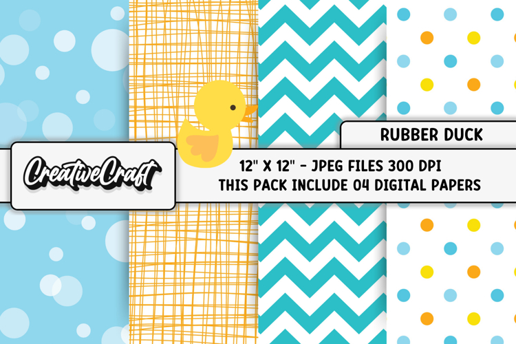 Rubber Duck Digital Paper, baby graphics, baby illustrations