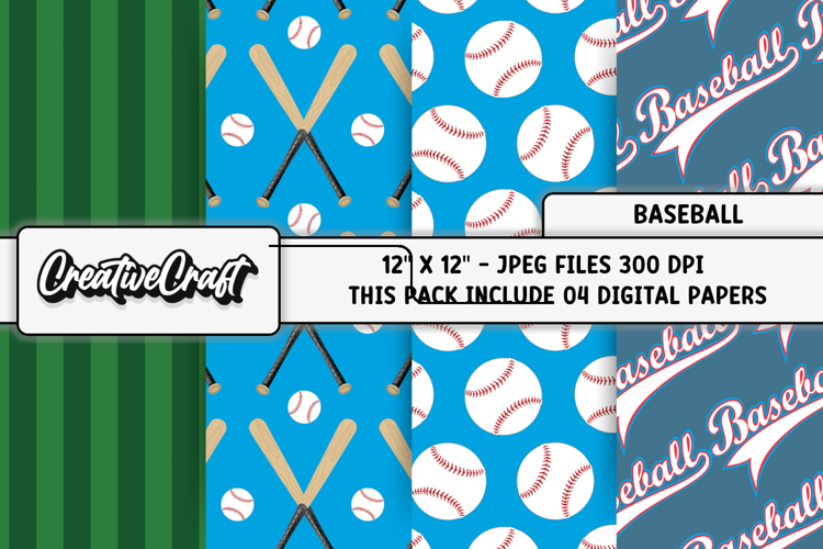 Baseball Sport Digital Papers, background designs, scrapbook