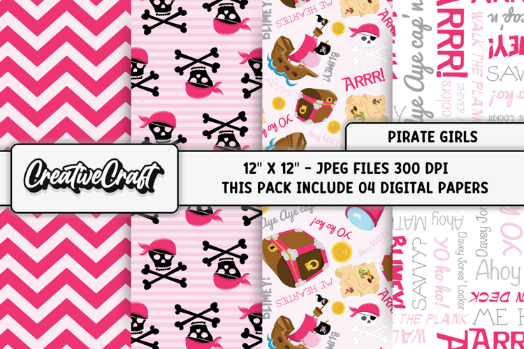 Pirate Girls Digital Papers, pirates backgrounds designs
