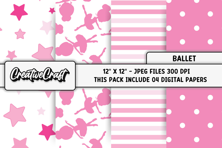 Ballerina Ballet Digital Papers, dance scrapbook papercraft