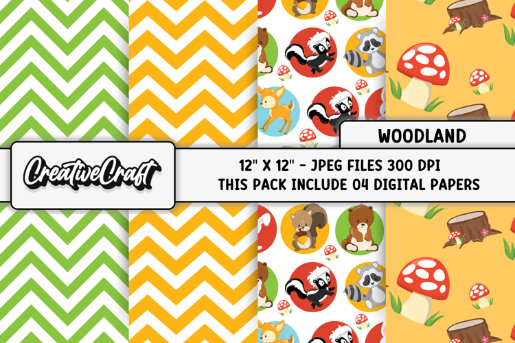 Woodland Digital Paper, fall autumn digital papers graphics