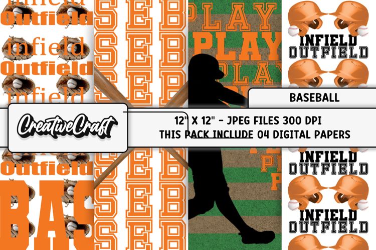 Baseball Sport Digital Paper, baseball graphic illustrations