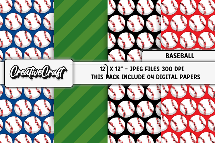 Baseball Sport Digital Paper, baseball graphic illustrations