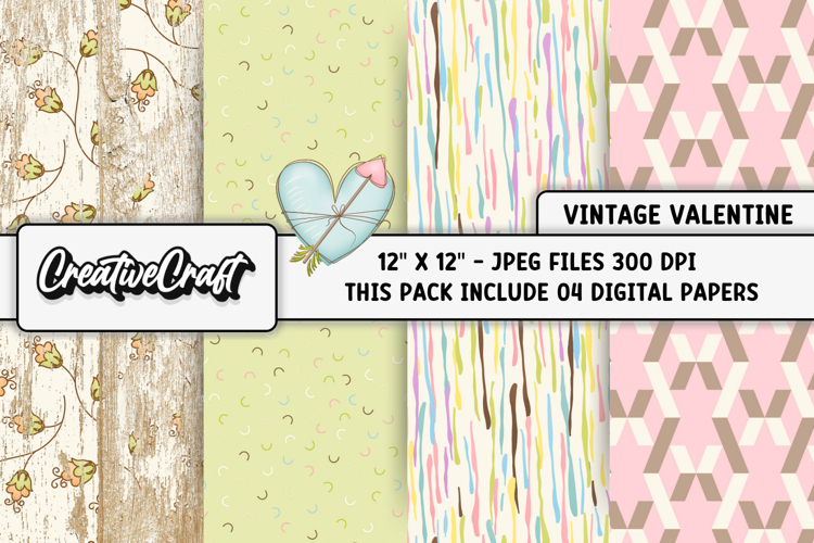 Vintage Valentine Digital Papers, vintage background designs