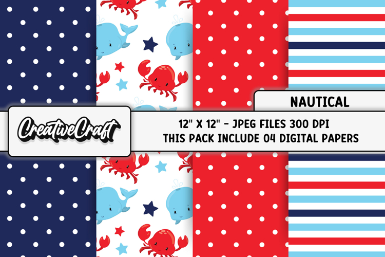 Nautical Digital Papers, scrapbooking backgrounds designs