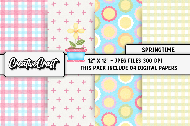 Springtime Digital Papers, spring backgrounds illustrations