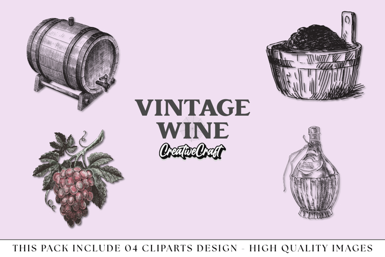 Vintage Wine png Cliparts, vintage graphics illustrations