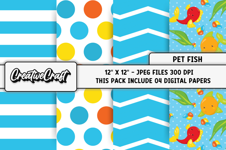 Fish Tank Digital Paper, pet fish graphics, illustrations