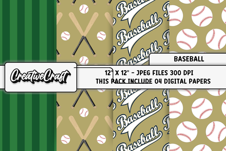 Baseball Sport Digital Paper, baseball graphic illustrations
