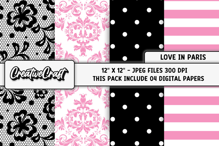 Love Paris Digital Papers, scrapbooking, backgrounds designs