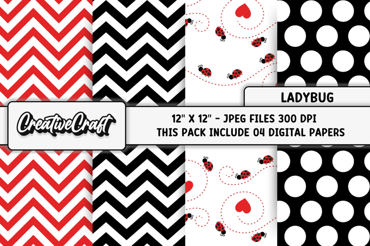 Ladybug Digital Paper, ladybug scrapbook backgrounds designs