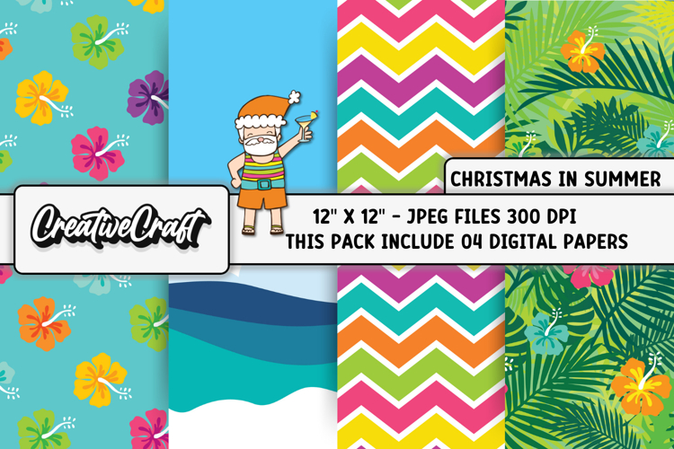 Christmas Summer Digital Paper, christmas background designs