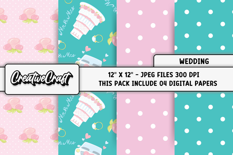 Wedding Digital Papers, wedding backgrounds illustrations