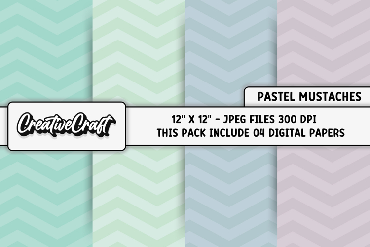 Pastel Colors Mustaches Digital Papers, mustaches background