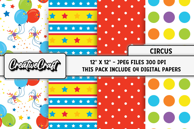 Circus Digital Paper, circus graphic, carnival illustration