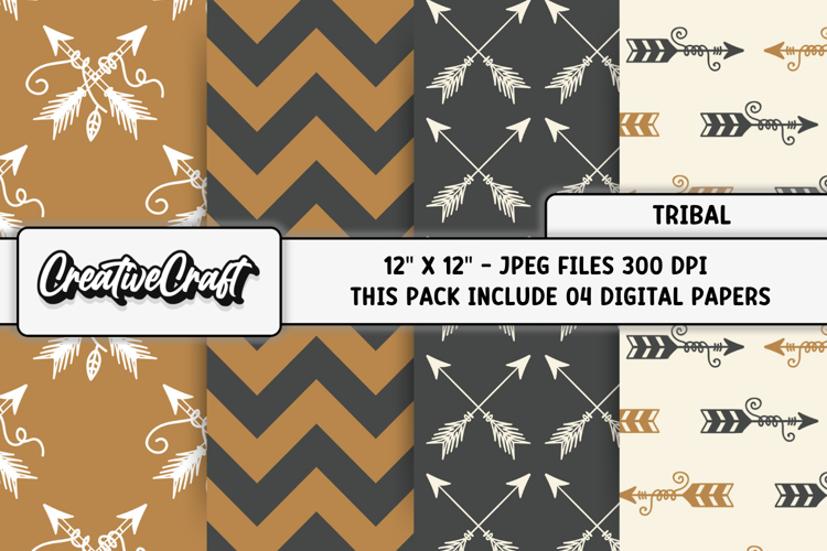 Boho Tribal Digital Paper, boho tribal digital scrapbook