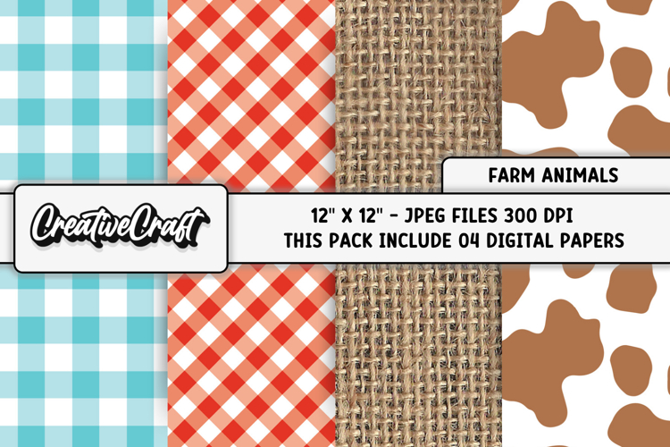 Farm Animals Digital Papers, farm animals background designs
