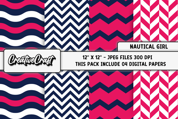 Nautical Girl Digital Papers, nautical backgrounds designs
