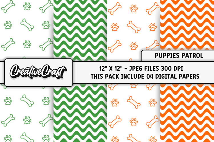Puppies Patrol Digital Papers, scrapbook backgrounds designs