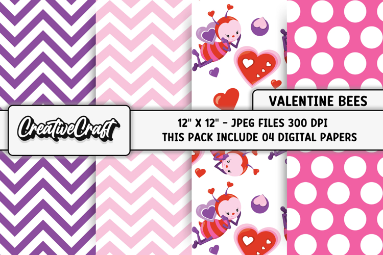 Valentines Day Digital Papers, valentines day illustrations