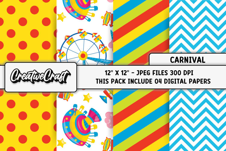 Circus Digital Paper, circus graphic, carnival illustration