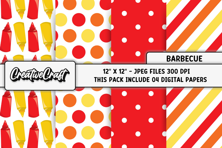 Barbecue Digital Papers, illustrations, backgrounds designs