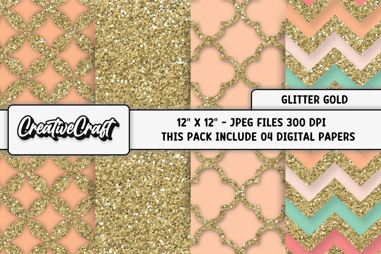 Gold Glitter Digital Papers, scrapbook backgrounds designs