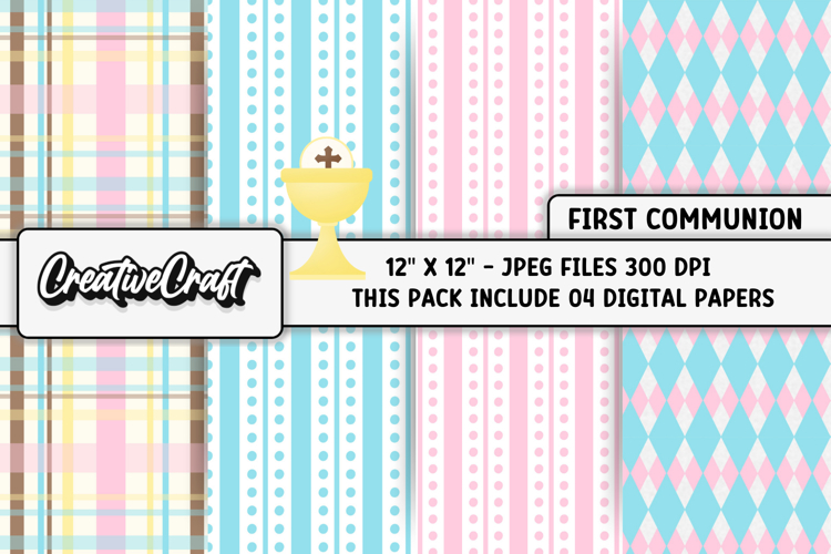 First Communion Digital Papers, scrapbooking backgrounds