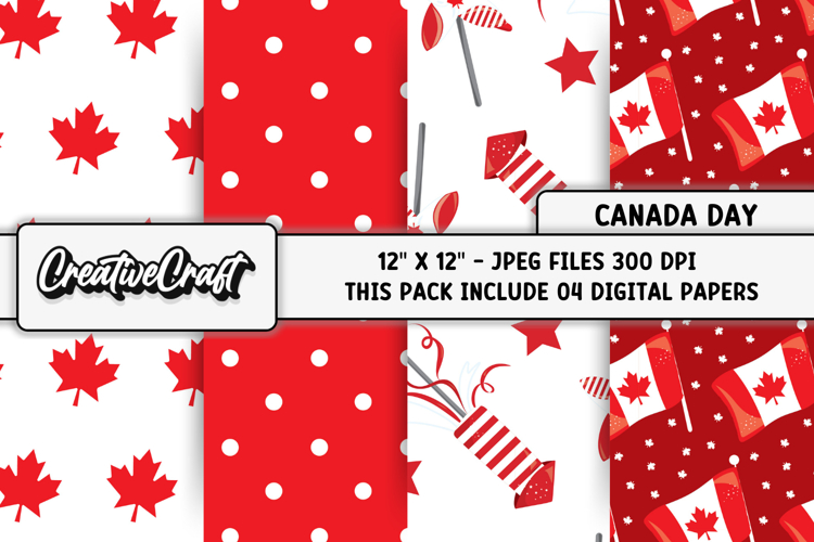 Canada Day Digital Papers, illustrations, background designs