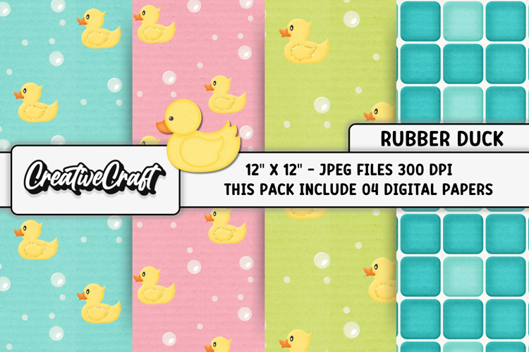 Rubber Duck Digital Paper, baby graphics, baby illustrations