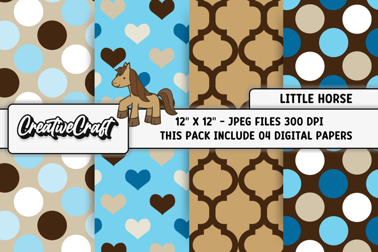 Little Horse Digital Papers, cowboy backgrounds illustration