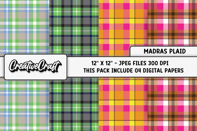 Madras Plaid Digital Papers, madras plaid background designs