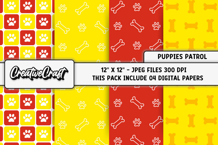 Puppies Patrol Digital Papers, scrapbook backgrounds designs
