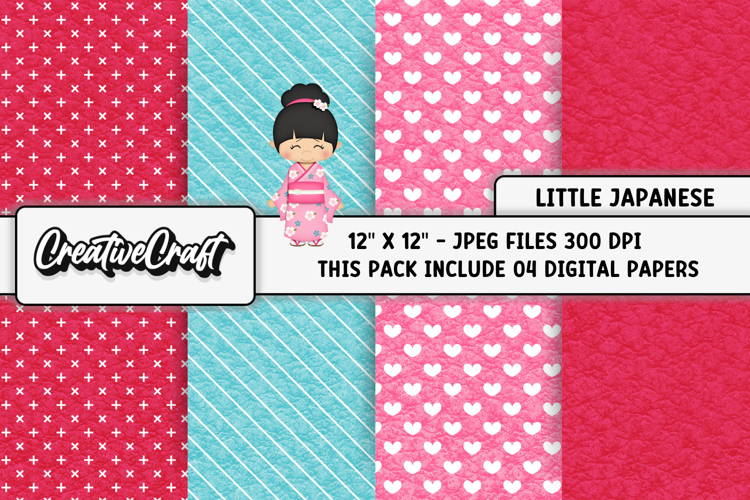 Little Japanese Digital Papers, scrapbook background designs
