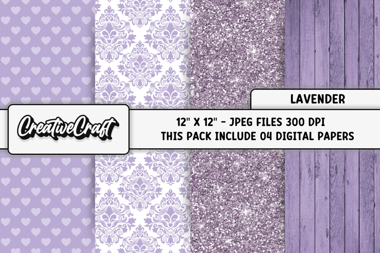 Lavender Digital Papers, purple backgrounds illustrations