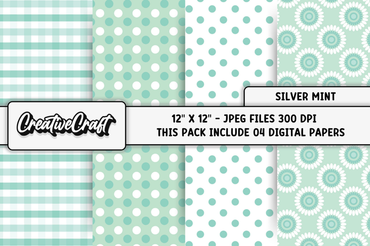 Silver Mint Digital Papers, scrapbooking backgrounds designs