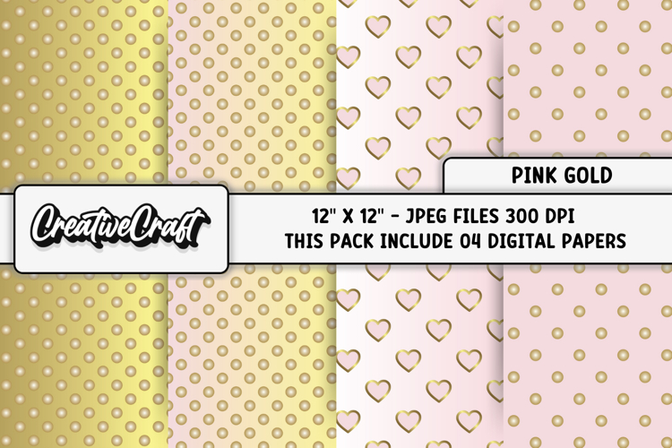 Pink Gold Digital Papers, pink gold background illustrations