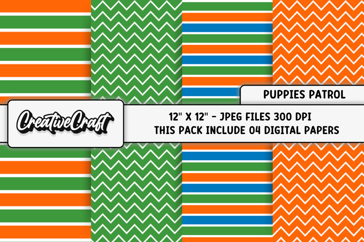 Puppies Patrol Digital Papers, scrapbook backgrounds designs
