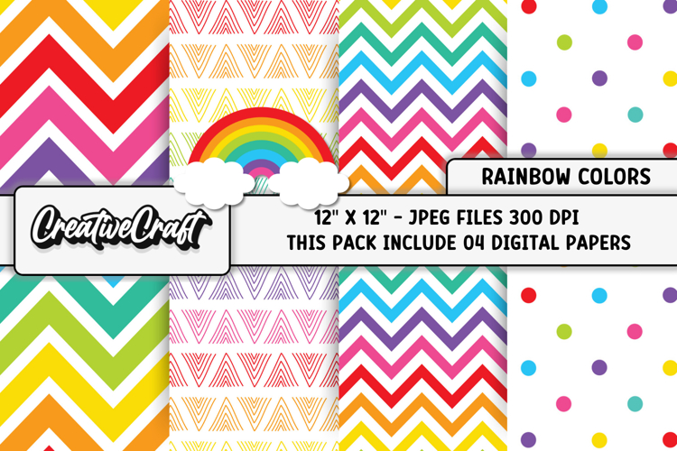 Rainbow Colors Digital Papers, scrapbook backgrounds designs